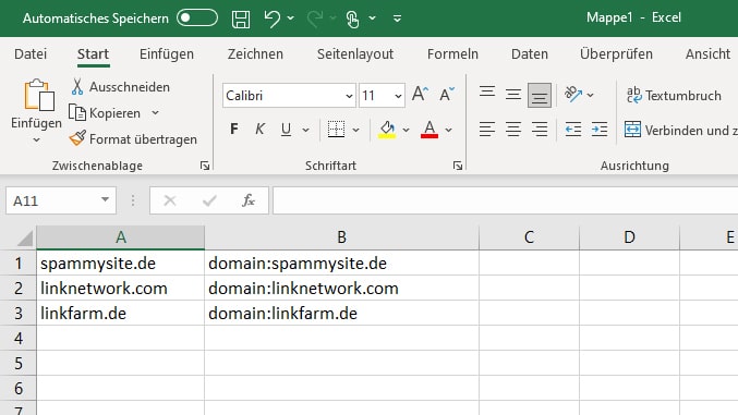 So sollte Ihre Disavow Datei aussehen