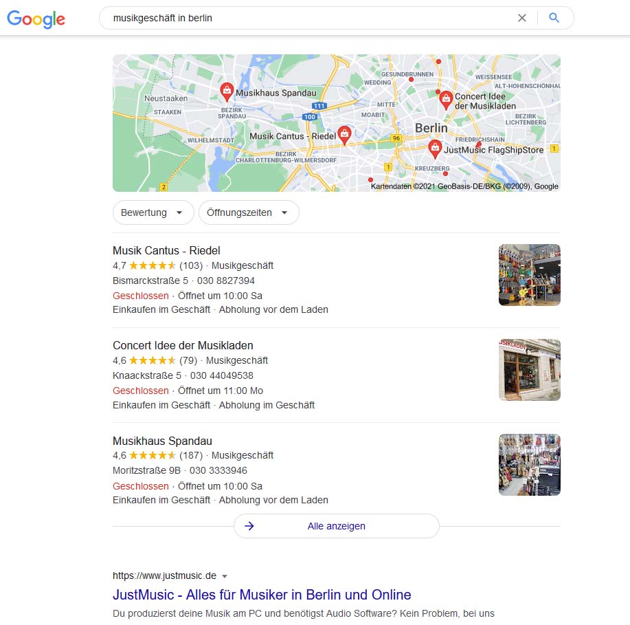 local seo ergebnisse